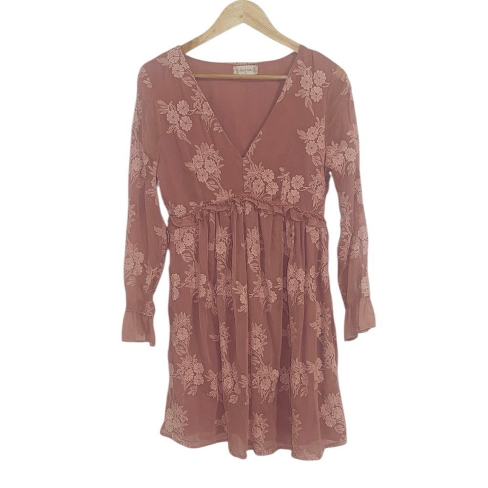 Altar’s State Rose pink Babydoll Dress, embroidered flowers, Medium